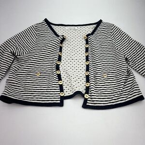 Pilcro And The Letterpress Striped Bolero Black White Size Large
